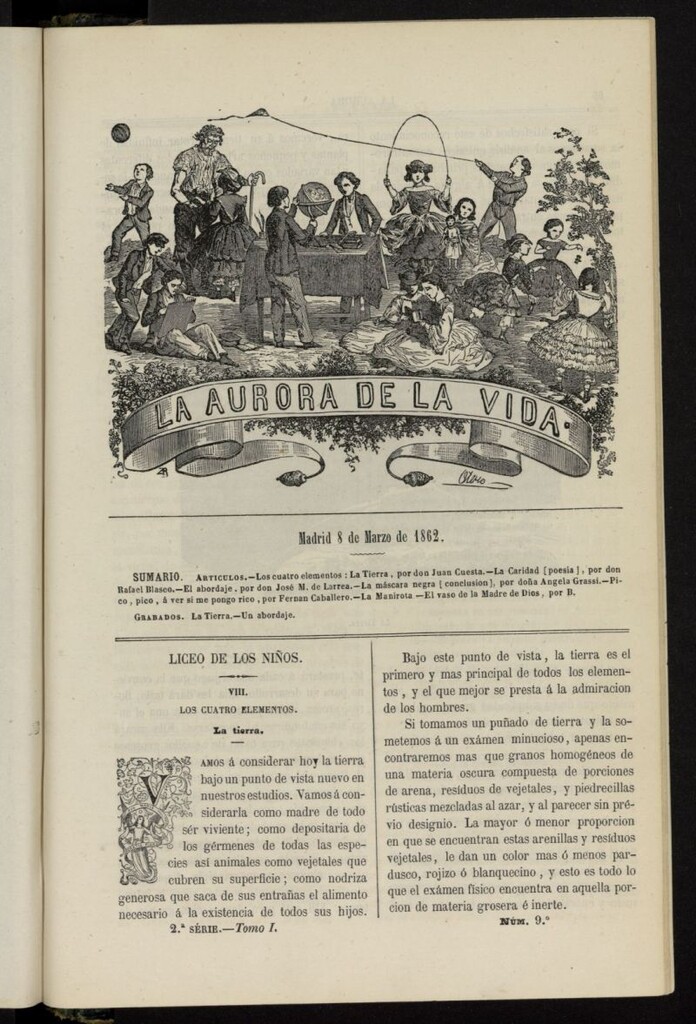 Miniatura de La Aurora de la Vida: único periódico ilustrado dedicado a niños de ambos sexos del 8 de marzo de 1862, nº 9