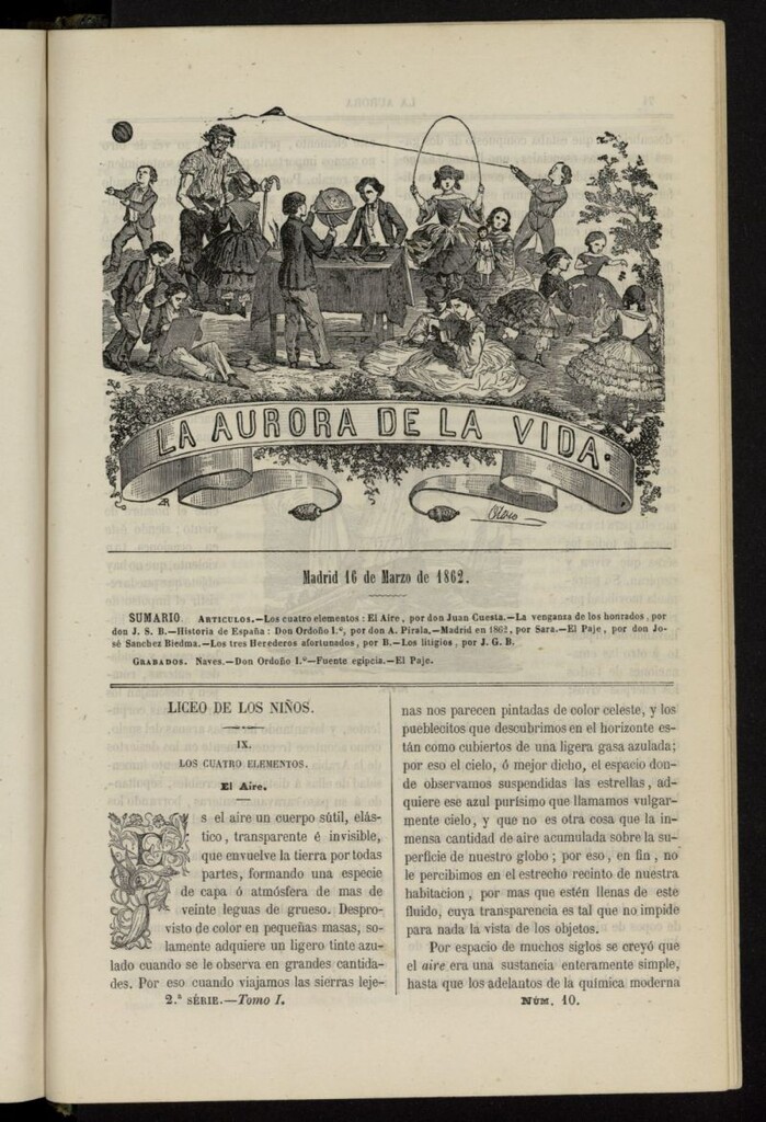 Miniatura de La Aurora de la Vida: único periódico ilustrado dedicado a niños de ambos sexos del 16 de marzo de 1862, nº 10