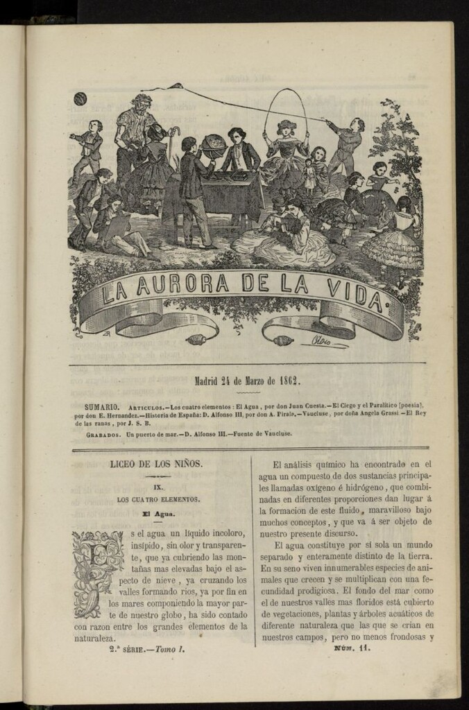 Miniatura de La Aurora de la Vida: único periódico ilustrado dedicado a niños de ambos sexos del 24 de marzo de 1862, nº 11