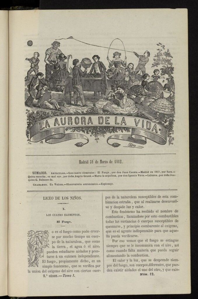 Miniatura de La Aurora de la Vida: único periódico ilustrado dedicado a niños de ambos sexos del 31 de marzo de 1862, nº 12