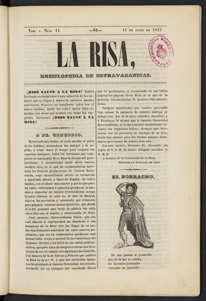 Miniatura de La risa: enciclopedia de estravagancias del 11 de junio de 1843, nº 11