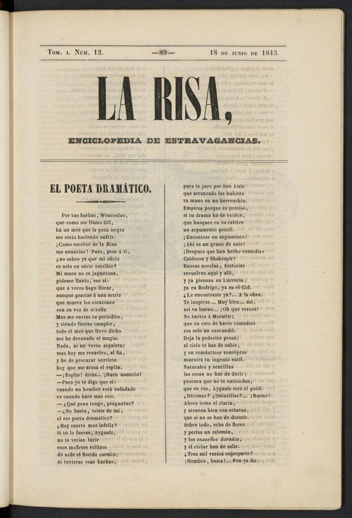 Miniatura de La risa: enciclopedia de estravagancias del 18 de junio de 1843, nº 12
