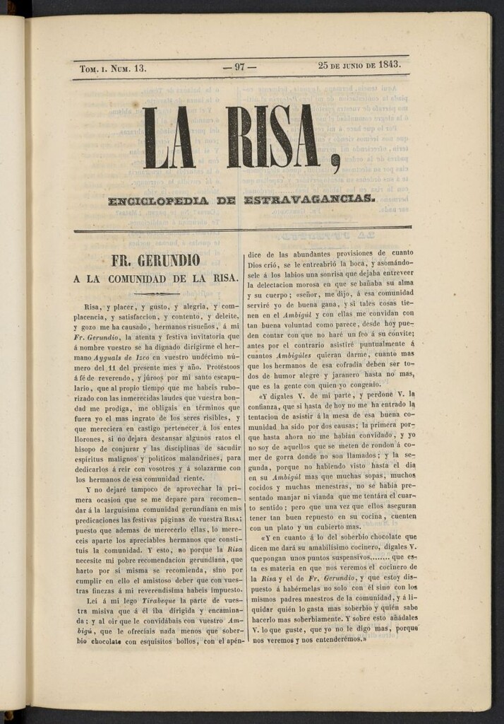 Miniatura de La risa: enciclopedia de estravagancias del 25 de junio de 1843, nº 13