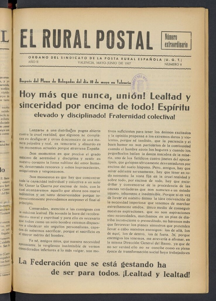Miniatura de El Rural Postal de mayo-junio de 1937