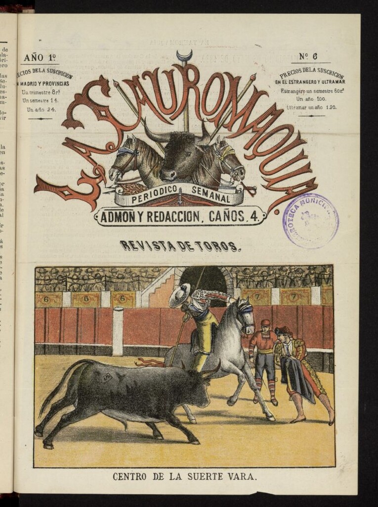 Miniatura de La Tauromaquia: periódico semanal del 10 de mayo de 1880, nº 6