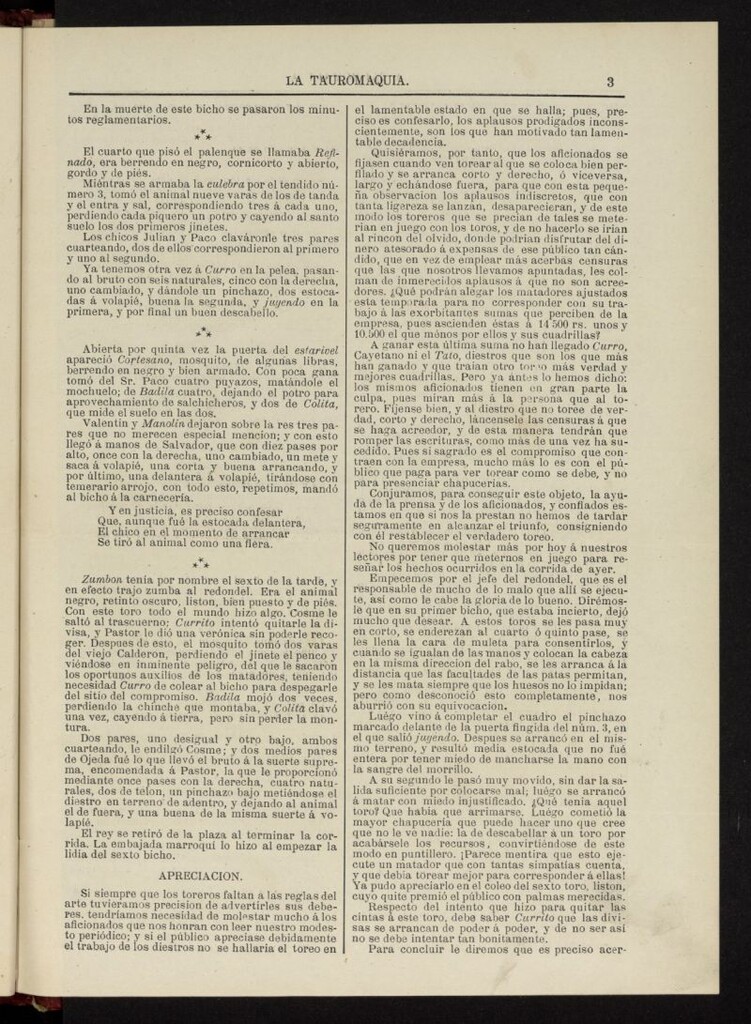 Miniatura de La Tauromaquia: periódico semanal del 24 de mayo de 1880, nº 8