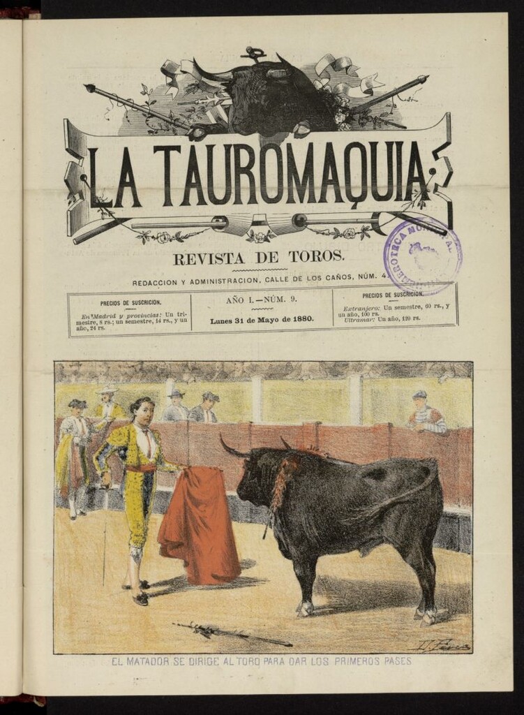 Miniatura de La Tauromaquia: periódico semanal del 31 de mayo de 1880, nº 9