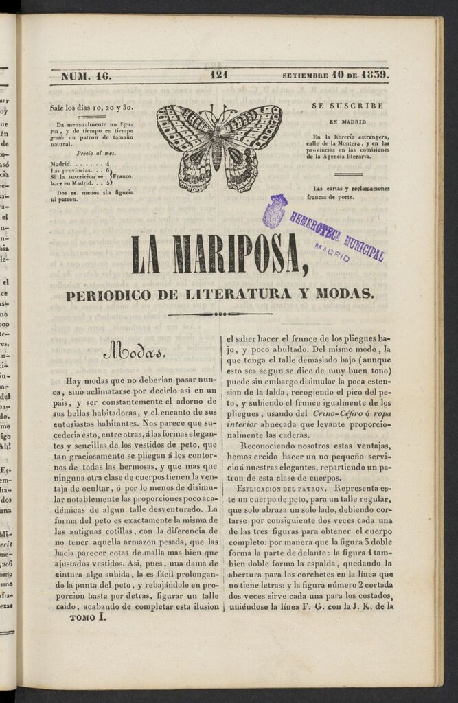 Miniatura de La Mariposa: periódico de literatura y modas del 10 de septiembre de 1839, nº 16