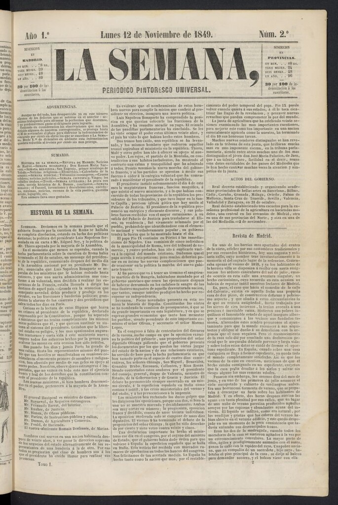 Miniatura de La Semana: periódico pintoresco universal del 12 de noviembre de 1849, nº 12