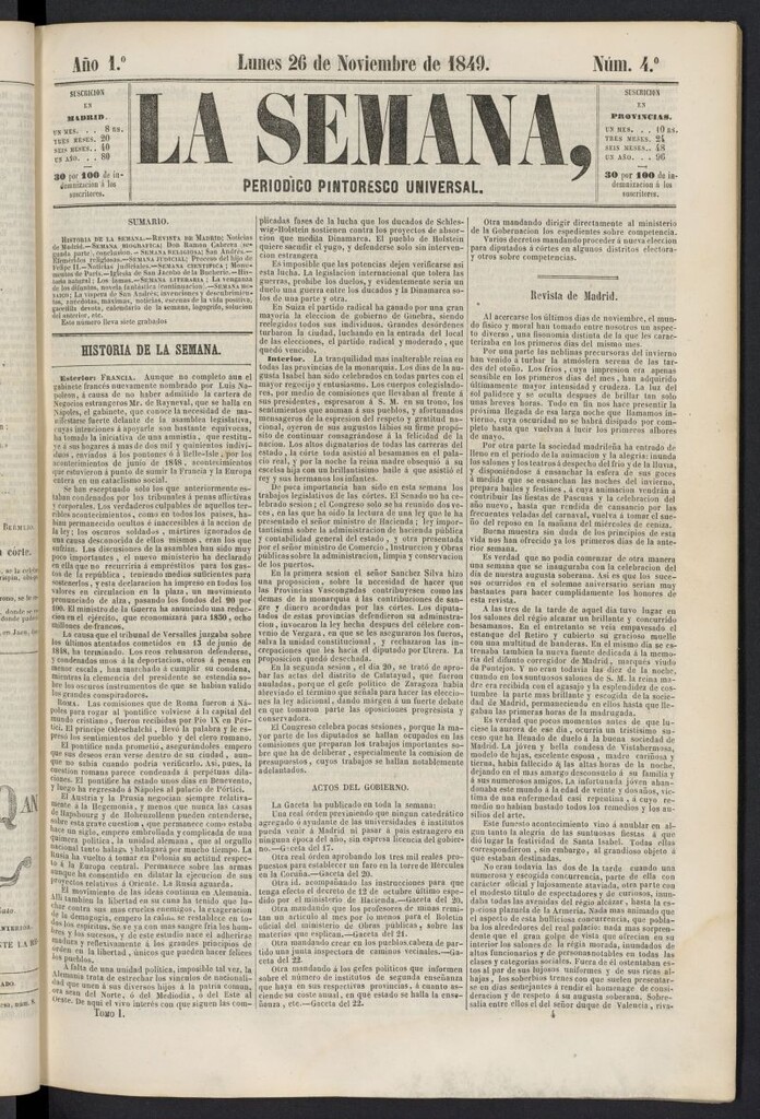 Miniatura de La Semana: periódico pintoresco universal del 26 de noviembre de 1849, nº 4