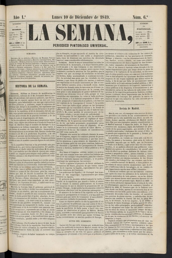 Miniatura de La Semana: periódico pintoresco universal del 10 de diciembre de 1849, nº 6