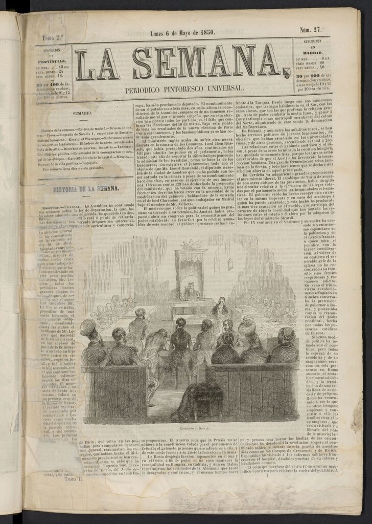 Miniatura de La Semana: periódico pintoresco universal del 6 de mayo de 1850, nº 27