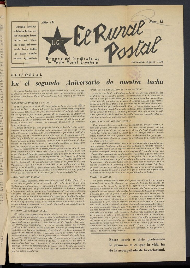 Miniatura de El Rural Postal de agosto de 1938
