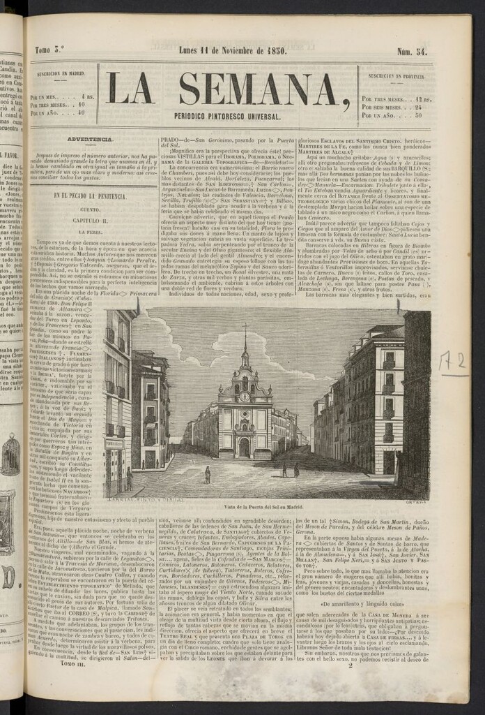 Miniatura de La Semana: periódico pintoresco universal del 11 de noviembre de 1850, nº 54