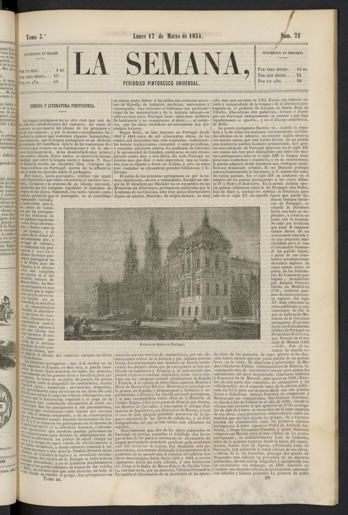 Miniatura de La Semana: periódico pintoresco universal del 17 de marzo de 1851, nº 72