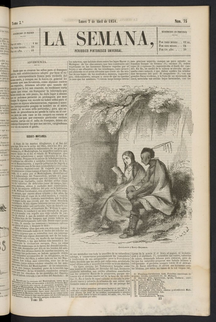Miniatura de La Semana: periódico pintoresco universal del 7 de abril de 1851, nº 75