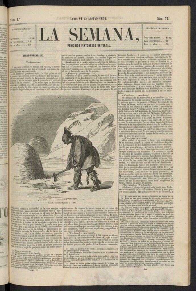 Miniatura de La Semana: periódico pintoresco universal del 21 de abril de 1851, nº 77