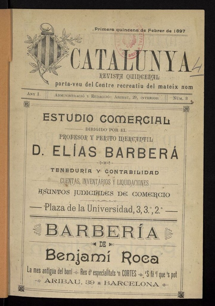 Miniatura de Catalunya (Barcelona, 1897) de la primera quincena de febrero de 1897