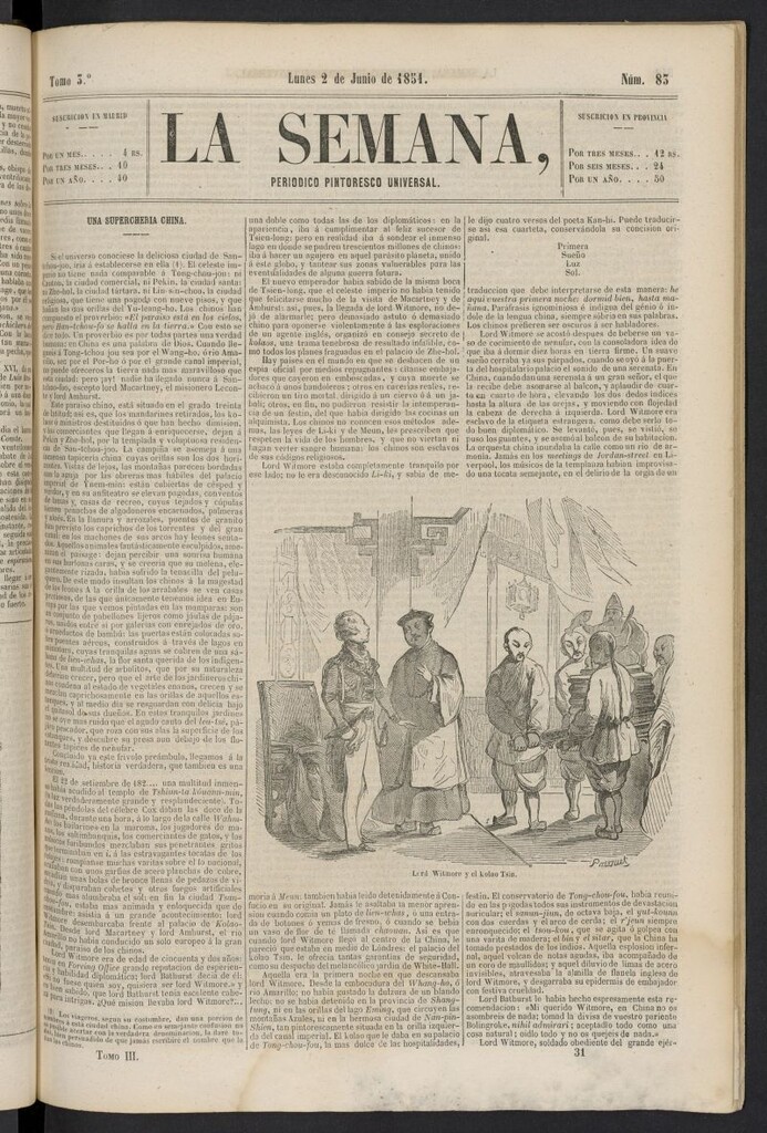 Miniatura de La Semana: periódico pintoresco universal del 2 de junio de 1851, nº 83