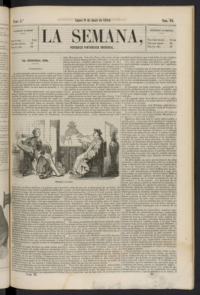 Miniatura de La Semana: periódico pintoresco universal del 9 de junio de 1851, nº 84