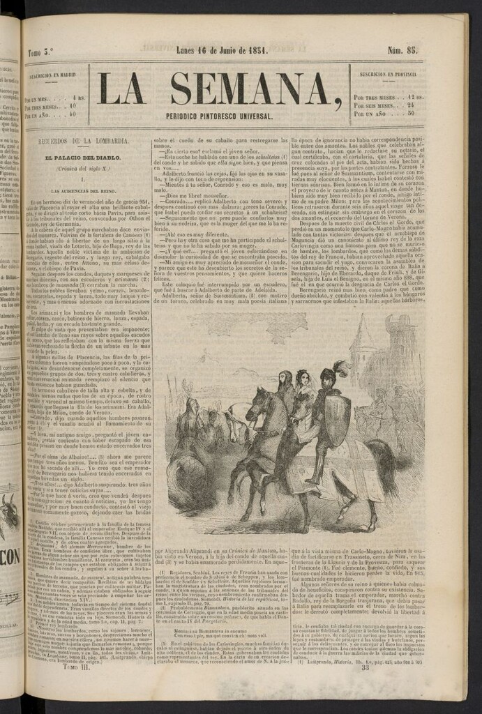 Miniatura de La Semana: periódico pintoresco universal del 16 de junio de 1851, nº 85