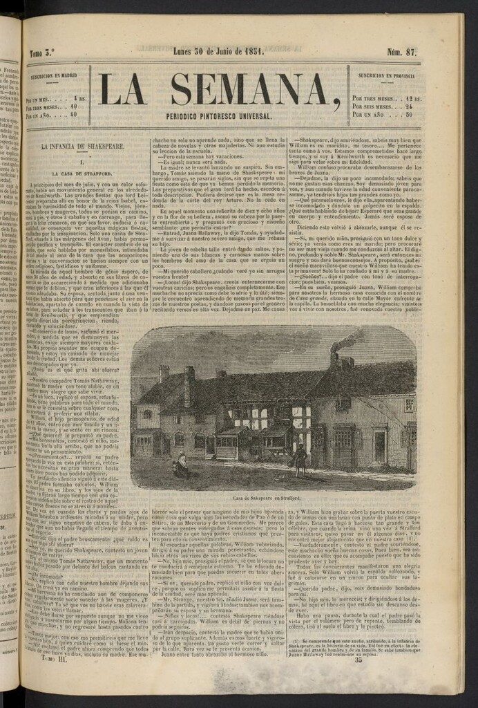 Miniatura de La Semana: periódico pintoresco universal del 30 de junio de 1851, nº 87