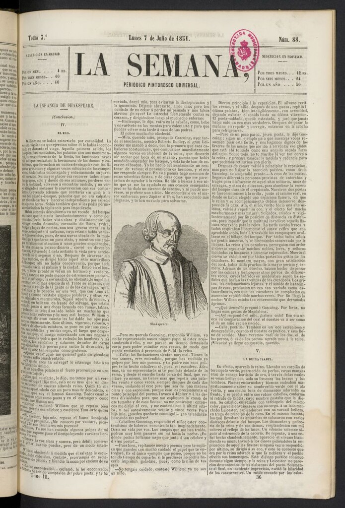 Miniatura de La Semana: periódico pintoresco universal del 7 de julio de 1851, nº 88