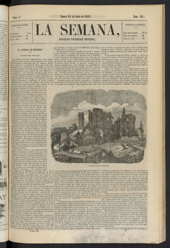 Miniatura de La Semana: periódico pintoresco universal del 14 de julio de 1851, nº 89