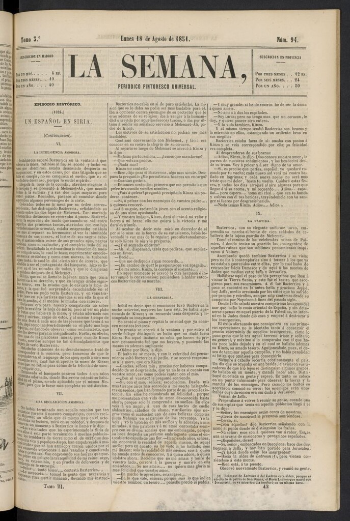 Miniatura de La Semana: periódico pintoresco universal del 18 de agosto de 1851, nº 94
