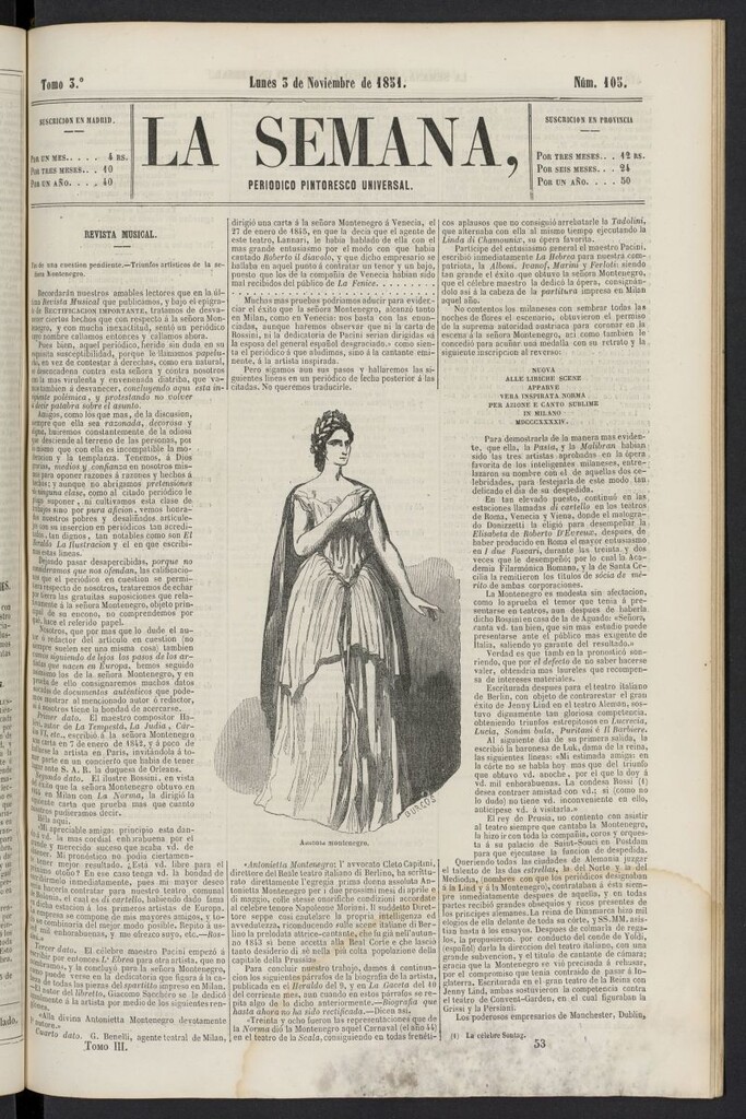 Miniatura de La Semana: periódico pintoresco universal del 3 de noviembre de 1851, nº 105