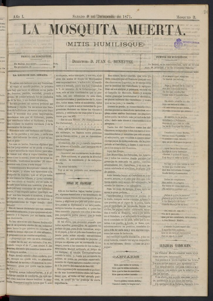 Miniatura de La Mosquita Muerta: (mitis humilisque) del 9 de diciembre de 1871, mosqueo 3