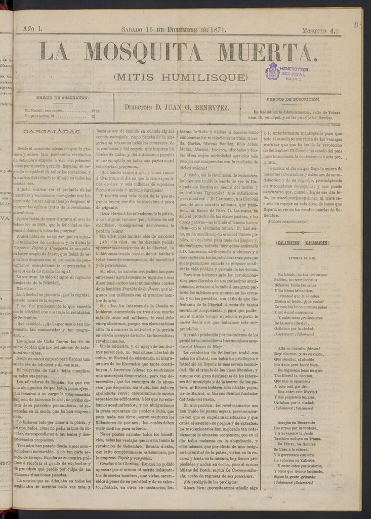 Miniatura de La Mosquita Muerta: (mitis humilisque) del 16 de diciembre de 1871, mosqueo 4