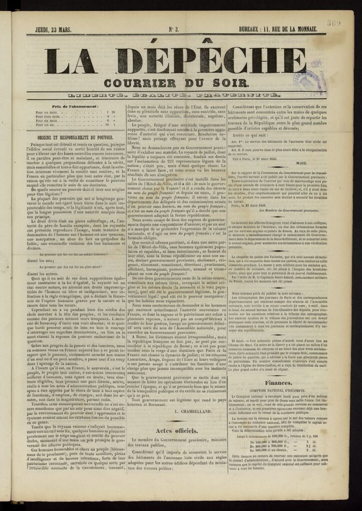 Miniatura de La Dépêche: courrier du soir del 23 de marzo de 1848 nº 3