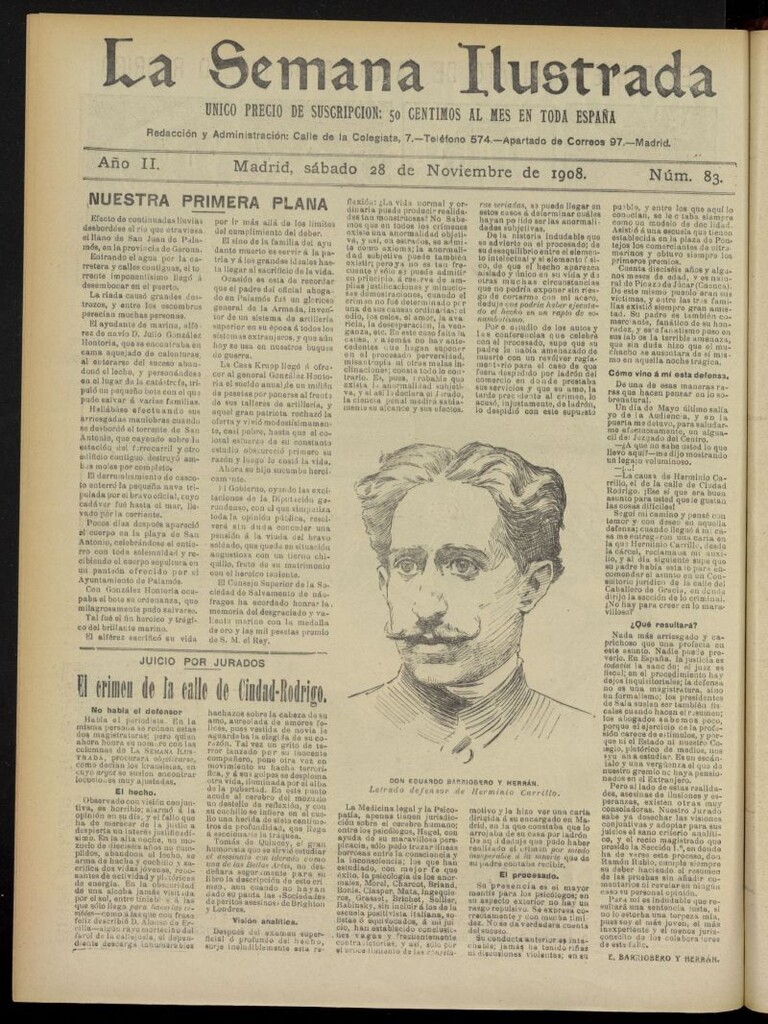 Miniatura de La Semana Ilustrada del 28 de noviembre de 1908, nº 83