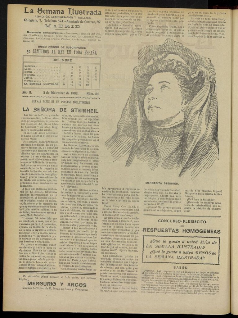 Miniatura de La Semana Ilustrada del 5 de diciembre de 1908, nº 84