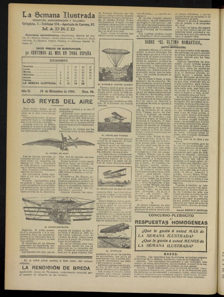 Miniatura de La Semana Ilustrada del 19 de diciembre de 1908, nº 86
