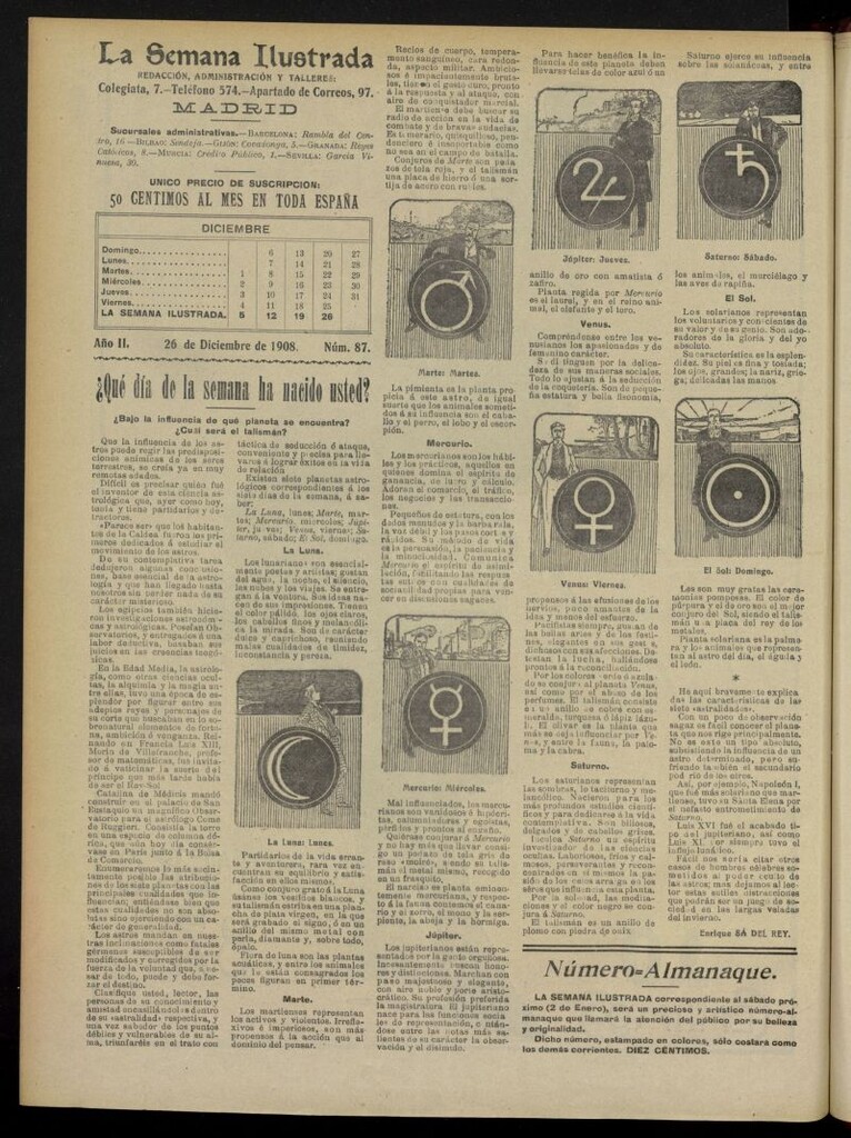 Miniatura de La Semana Ilustrada del 26 de diciembre de 1908, nº 87