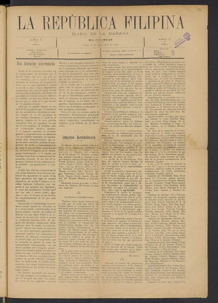 Miniatura de La República Filipina: diario de la mañana del 19 de septiembre de 1898, nº 4