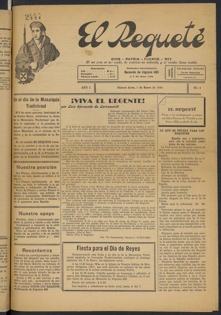 Miniatura de El Requeté del 1 de enero de 1939