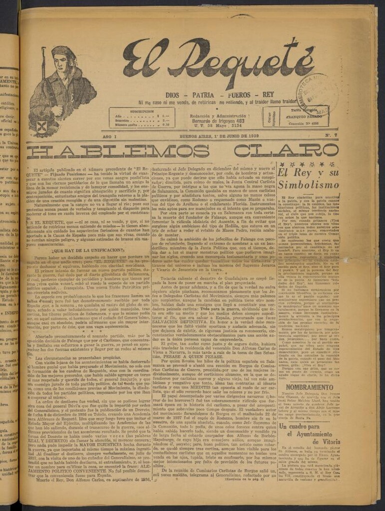 Miniatura de El Requeté del 1 de junio de 1939