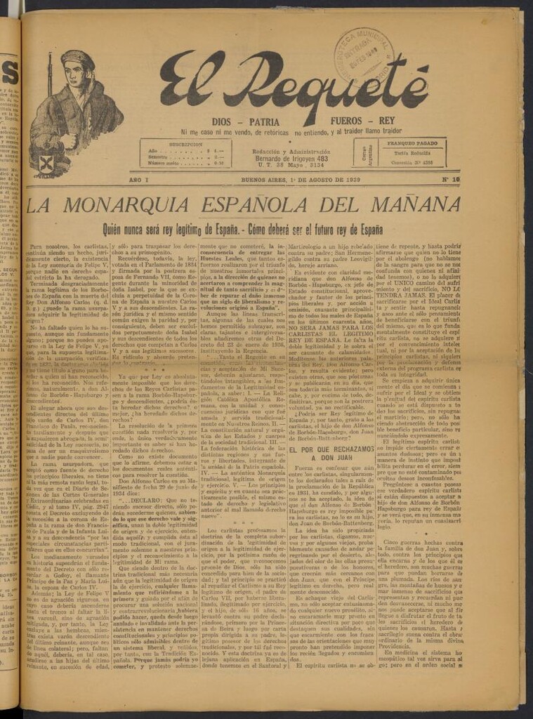 Miniatura de El Requeté del 1 de agosto de 1939