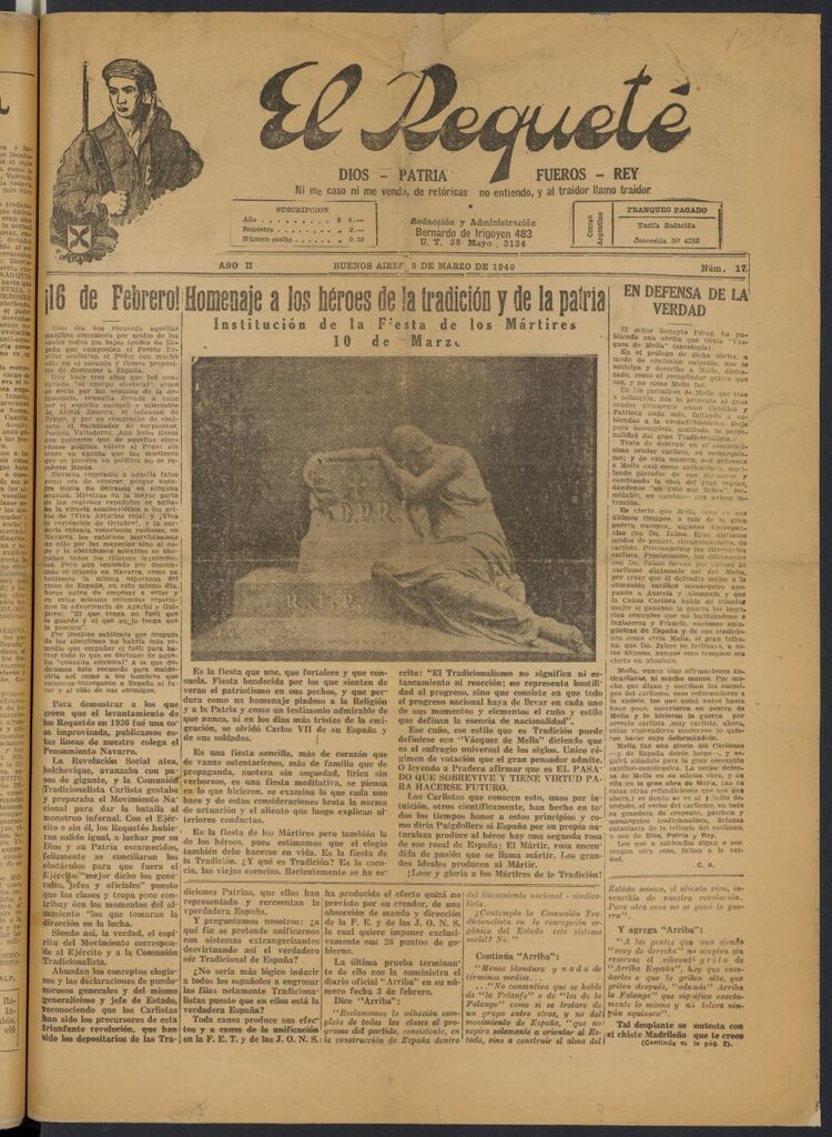 Miniatura de El Requeté del 5 de marzo de 1940