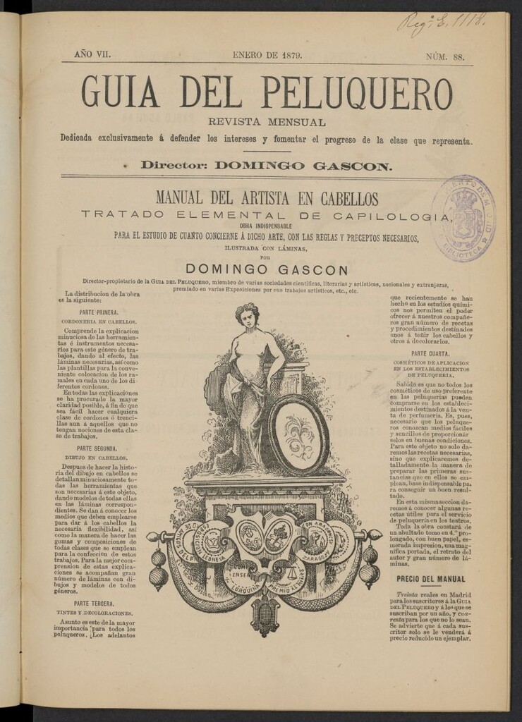 Miniatura de Guía del Peluquero y Barbero de enero de 1879, nº 88