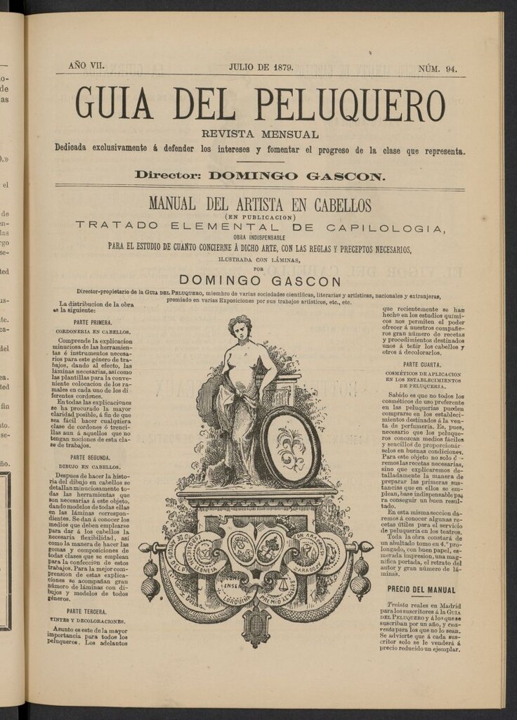 Miniatura de Guía del Peluquero y Barbero de julio de 1879, nº 94