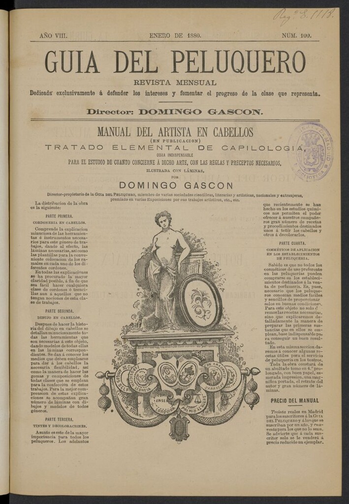 Miniatura de Guía del Peluquero y Barbero de enero de 1880, nº 100