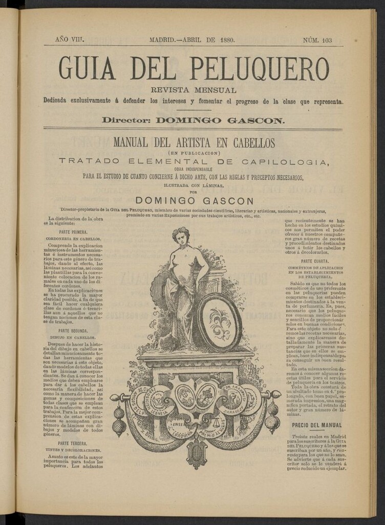 Miniatura de Guía del Peluquero y Barbero de abril de 1880, nº 103