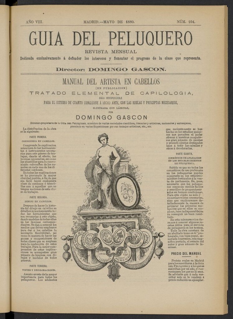 Miniatura de Guía del Peluquero y Barbero de mayo de 1880, nº 104