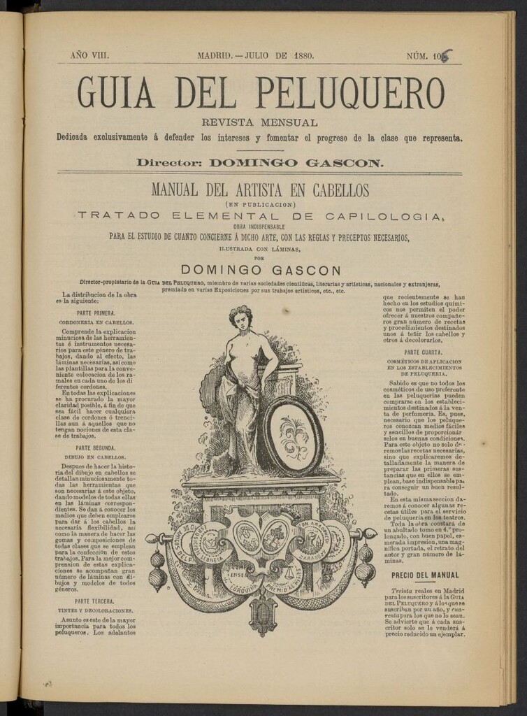 Miniatura de Guía del Peluquero y Barbero de julio de 1880, nº 106