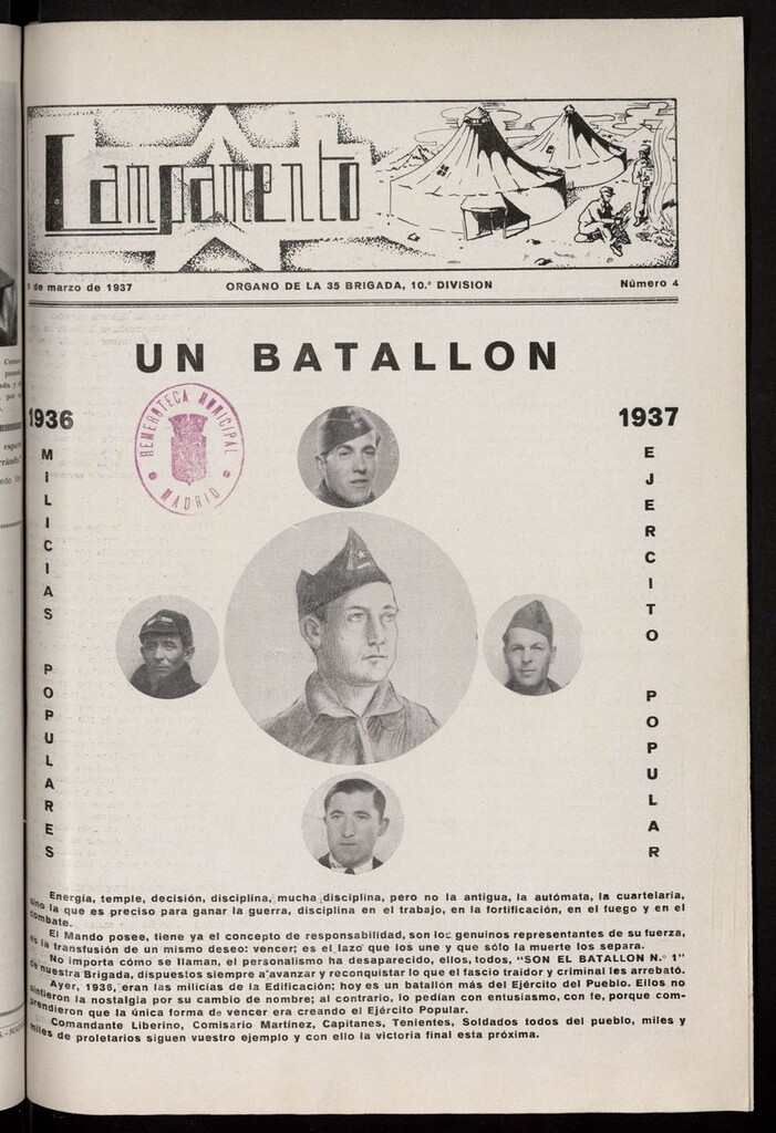 Miniatura de Campamento: Organo de la 35 Brigada del 8 de marzo de 1937