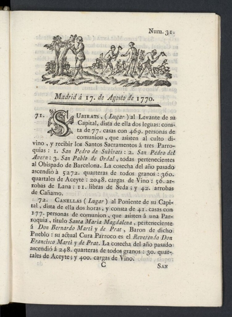 Miniatura de Correo General de España del 17 de agosto de 1770, nº 31